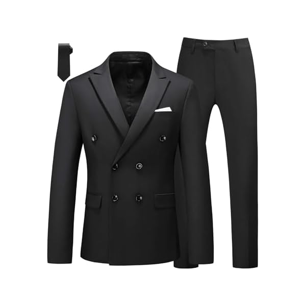 Mens 2 Piece Double Breasted Suit Slim Fit Tuxedo Blazer and Pants for Wedding Prom Homecoming
