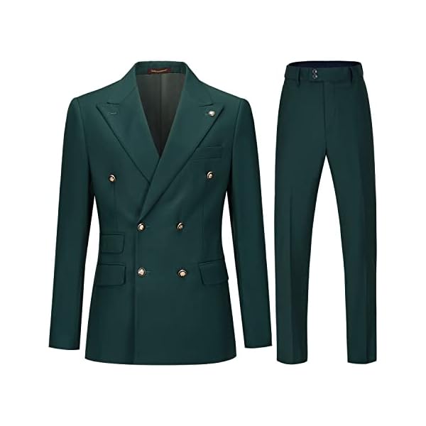 Men's Slim Fit 2 Piece Suit Double Breasted Business Wedding Prom Tuxedo Suits Blazer & Pants Set…